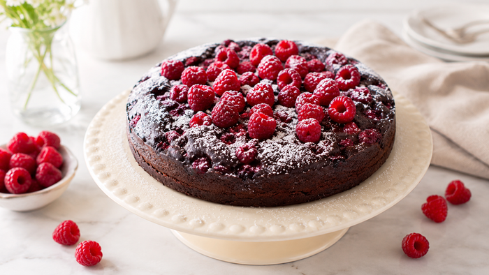 Pâques : Gâteau au chocolat Valrhona et framboises fraîches