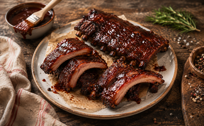 Ribs de porc caramélisés au miel et au paprika