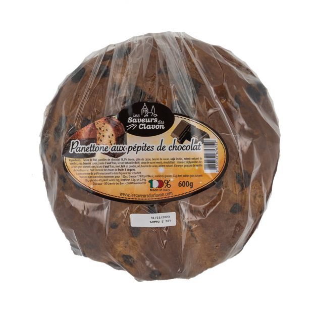 Panettone pépites chocolat 600g - saveurs du clavon