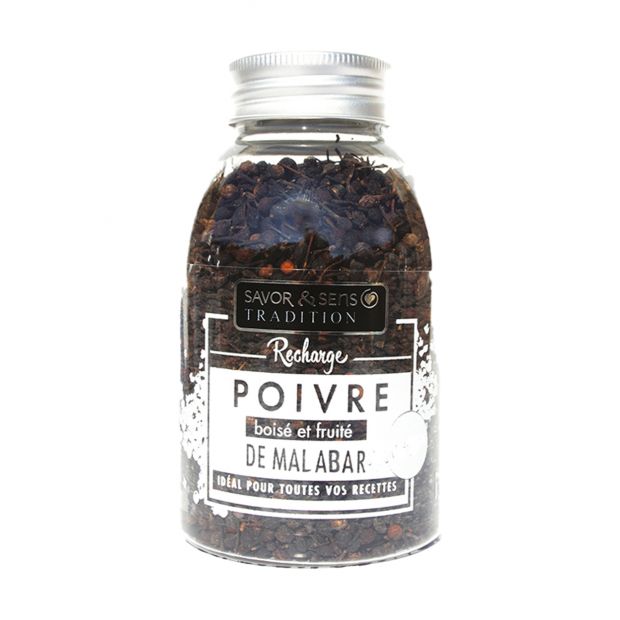 Recharge poivre malabar des indes 130 g- Savor & Sens