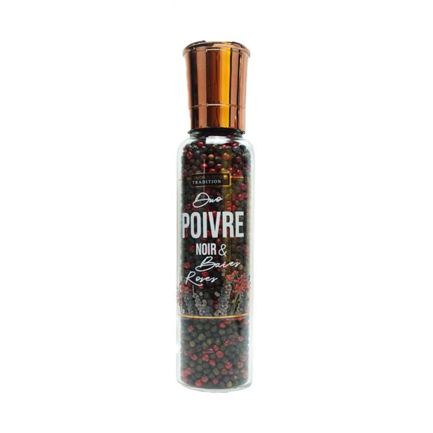 Moulin duo poivre noir et baies rose 70g- Savor & Sens