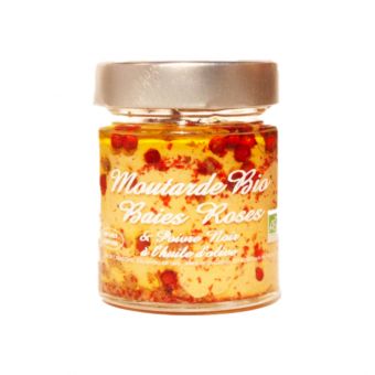 Moutarde bio baies roses et poivre noir 130 g- Savor & Sens