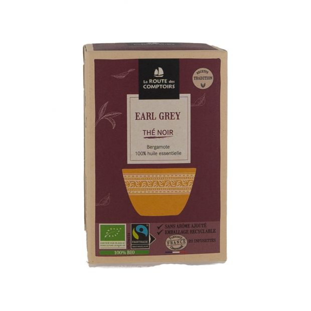 Thé noir earl grey 20 infusettes 36g - La Route des Comptoirs