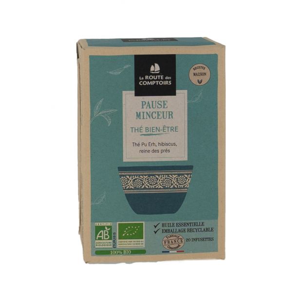 Thé pu erh pause minceur 20 infusettes 30g - La Route des Comptoirs