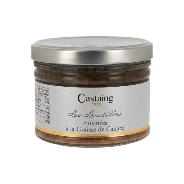 Lentilles cuisinées à la graisse de canard bocal 400g - Castaing