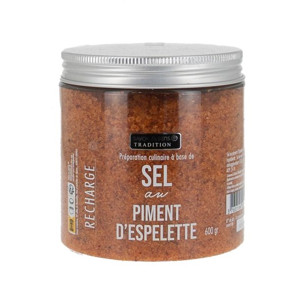 Recharge sel piment Espelette 600 g- Savor & Sens
