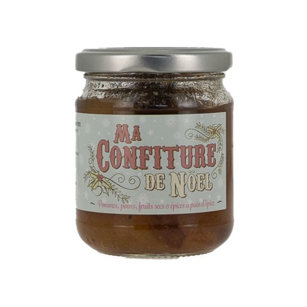 Confiture de Noël à la pomme, poire, noix, raisins et épices de pain d'épices 220g - Muroise & compagnie