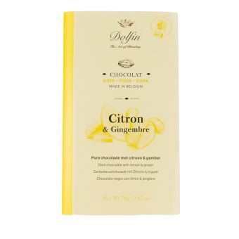 Tablette Chocolat Noir 60% Citron et Gingembre 70g - Dolfin