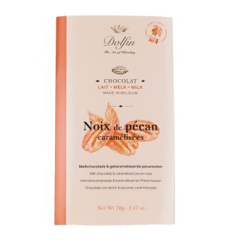 Tablette Chocolat au Lait 37% Noix De Pécan Caramélisées 70g - Dolfin