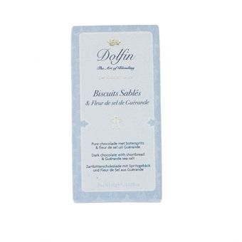 Tablette Chocolat Noir 60% Biscuit Sablé et Fleur de Sel de Guérande 30g - Dolfin