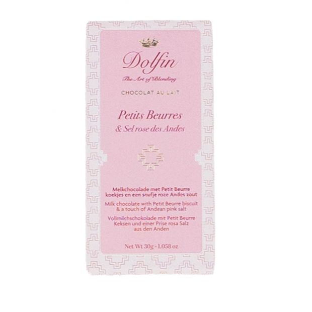 Tablette Lait 37% Petits Beurres et Sel Rose des Andes 30g - Dolfin