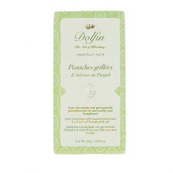 Tablette Chocolat Noir 60% Pistaches Grillées et Sel Rose Du Punjab 30g - Dolfin