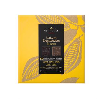 Coffret 50 carrés noir/lait - Valrhona