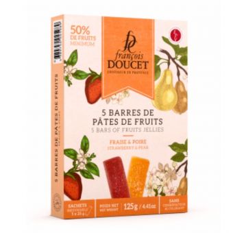 5 barres de pâtes de fruits fraise et poire 125g - François Doucet