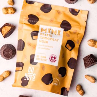 Mini palets au chocolat noir fourrés au beurre de cacahuètes 120g - Go Nuts