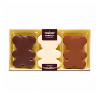 Coffret 3 oursons guimauves 3 chocolats 90g - Le Comptoir de Mathilde