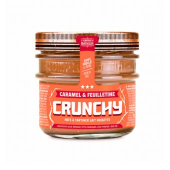 Pâte à tartiner crunchy lait noisette au caramel et feuilletine 250g - Le Comptoir de Mathilde