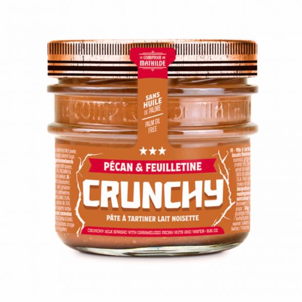 Pâte à tartiner crunchy lait noisette au pécan et feuilletine 250g - Le Comptoir de Mathilde