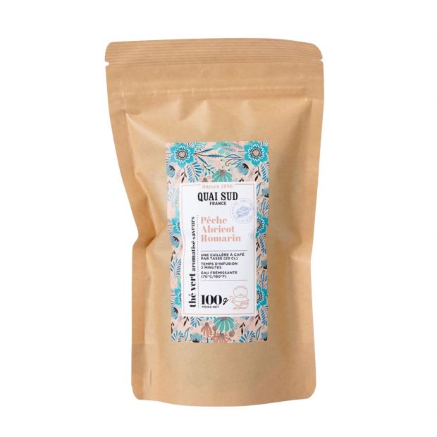 Thé Vert Pêche Abricot Romarin 100g - Quai Sud