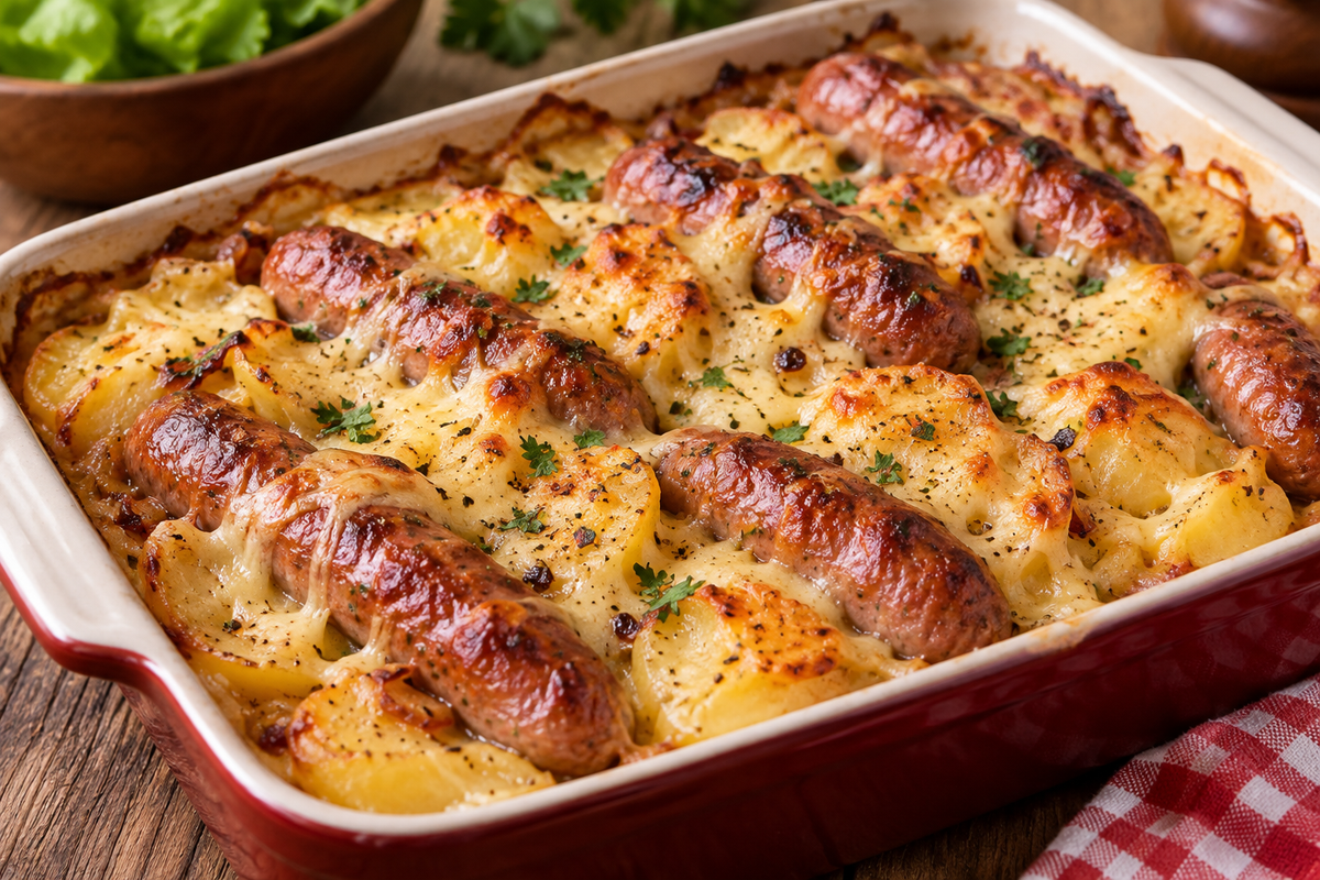 Gratin de pommes de terre aux chipolatas et au fromage
