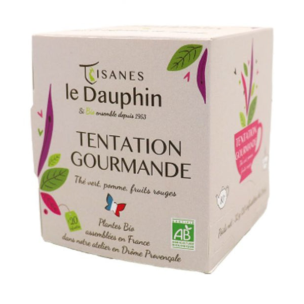 20 Infusettes Thé Vert Tentation Gourmande 32 g - Le Dauphin