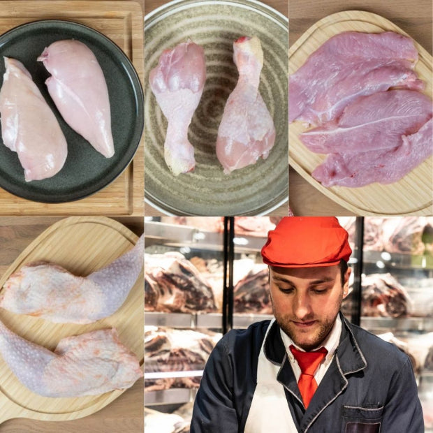 Colis de Viande de Volailles | Cuisses, Filet, Escalope et Morceaux | 5,6kg