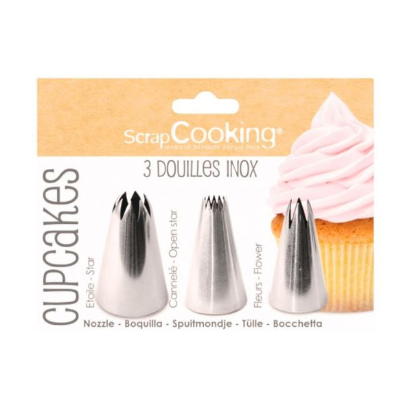 Lot de 3 douilles pour cupcakes - Scrapcooking