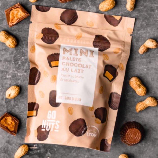 Mini palets au chocolat au lait fourrés au beurre de cacahuètes 120g - Go Nuts
