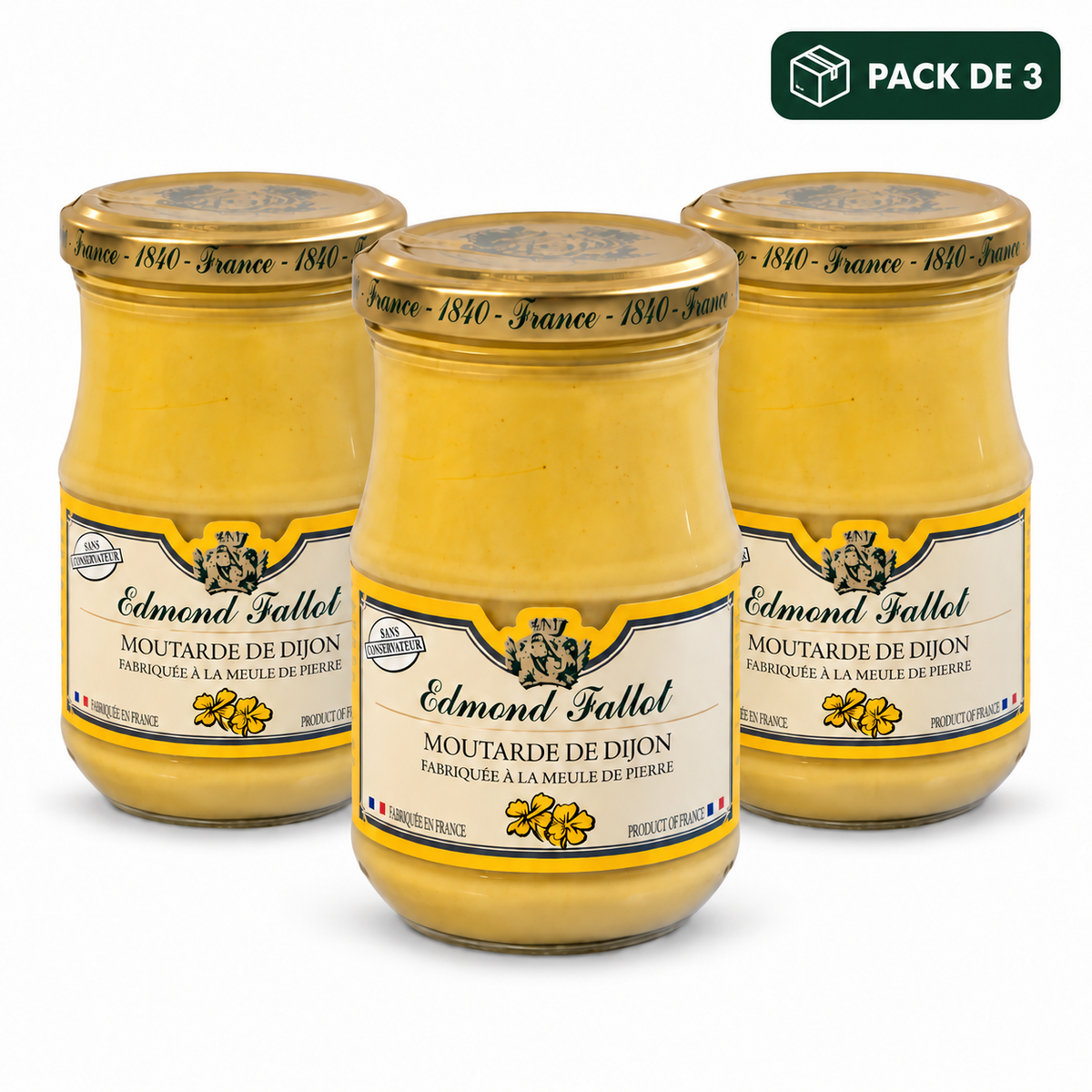 Moutarde de Dijon Edmond Fallot – Lot de 3 pots