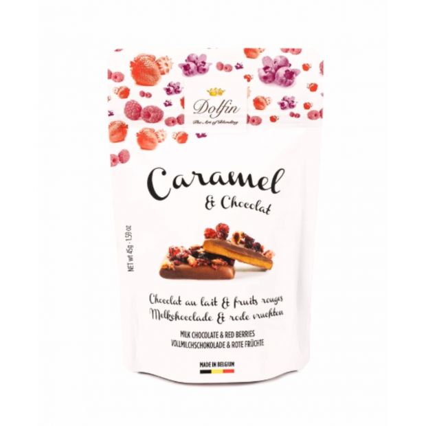 Pochon caramel & chocolat au lait et fruits rouges 45 g - Dolfin