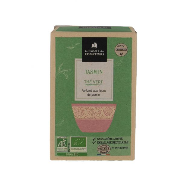 Thé vert jasmin 20 infusettes 34g - La Route des Comptoirs