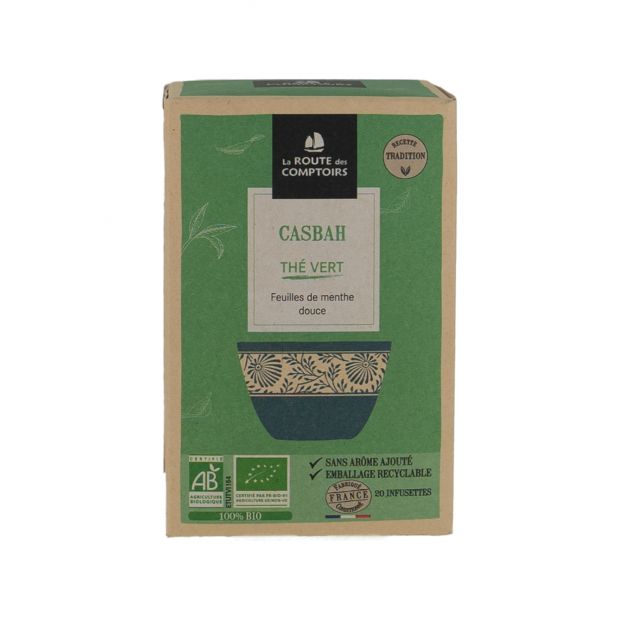 Thé vert casbah 20 infusettes 34g - La Route des Comptoirs