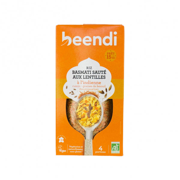 RIZ BASMATI SAUTE AUX LENTILLE A L'INDIENNE 250G BEENDI