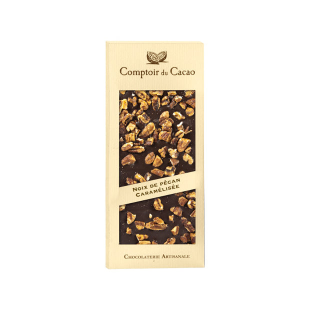 Tablette chocolat noir noix de pecan caramelisées 90g