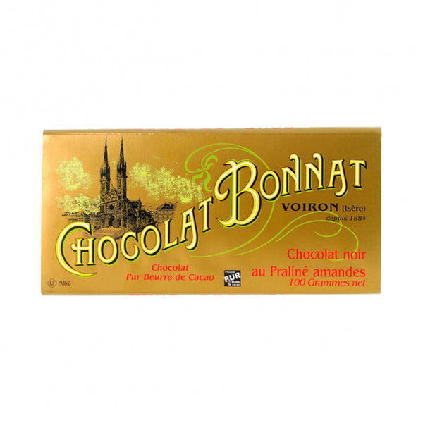 Tablette chocolat noir praline amandes 100g - Chocolats Bonnat