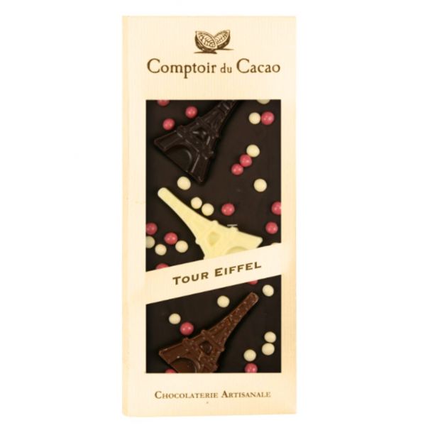 Tablette gourmande chocolat noir tour eiffel 90g - Comptoir du cacao