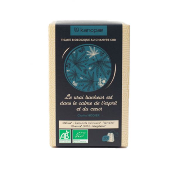 Tisane au chanvre " Le vrai bonheur est dans le calme de l’esprit et du cœur " 25 g - Kanopae