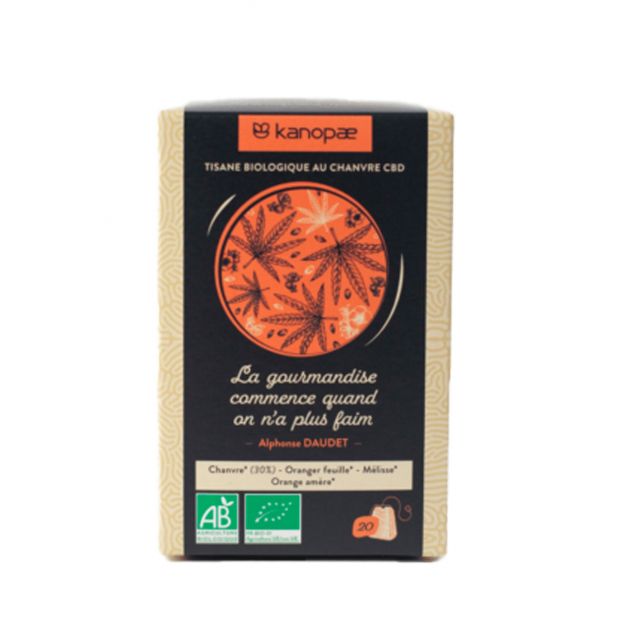 Tisane biologique au chanvre CBD 25 g – " La gourmandise commence quand on n’a plus faim " 