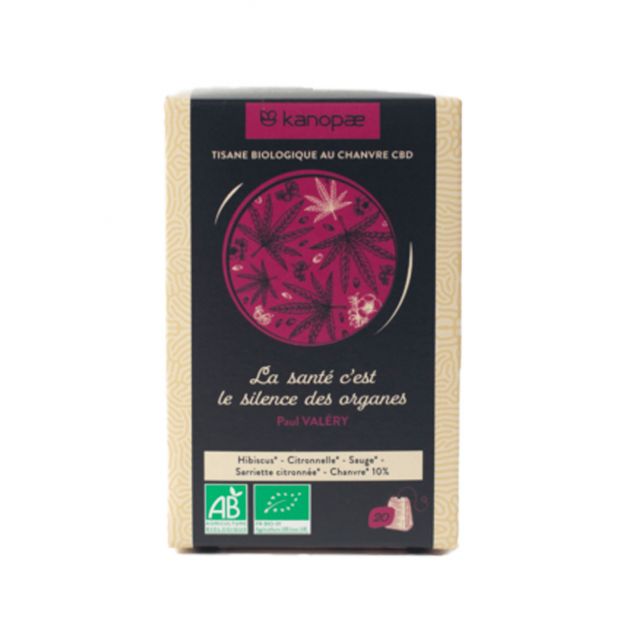 Tisane biologique au chanvre CBD 25 g " La santé c’est le silence des organes " - Kanopae